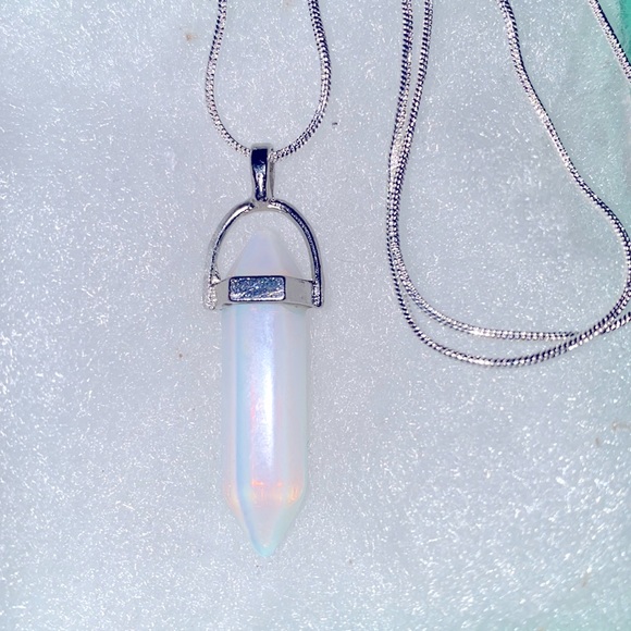 Hand Crafted Jewelry - Natural Opal Tear Drop Sterling Silver 24” Necklace
